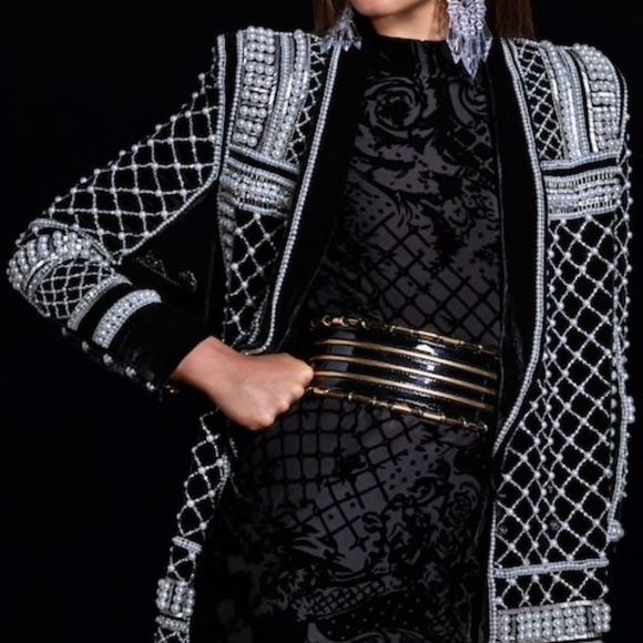 BALMAIN x HM Velvet Beaded Jacket Dress Size US 02 - Picture 5 of 6